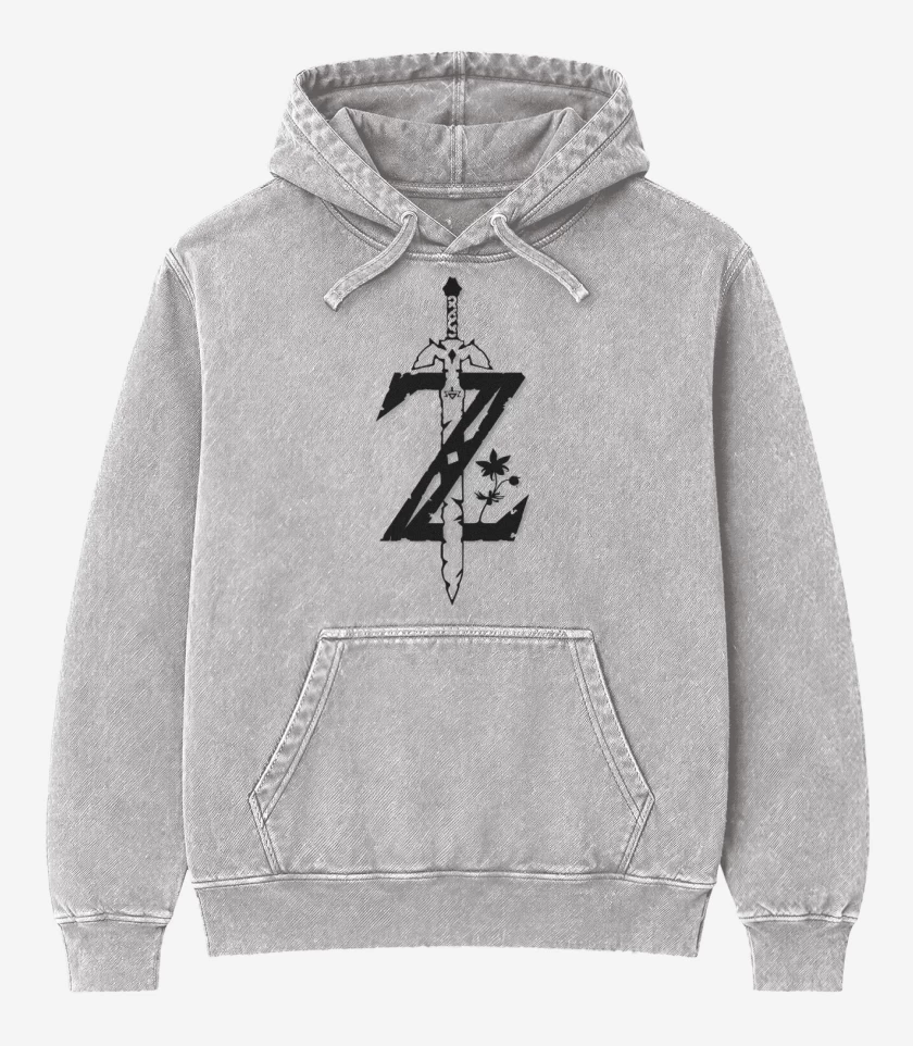 Poleron Canguro Acid Wash Gris Melange de Zelda logo