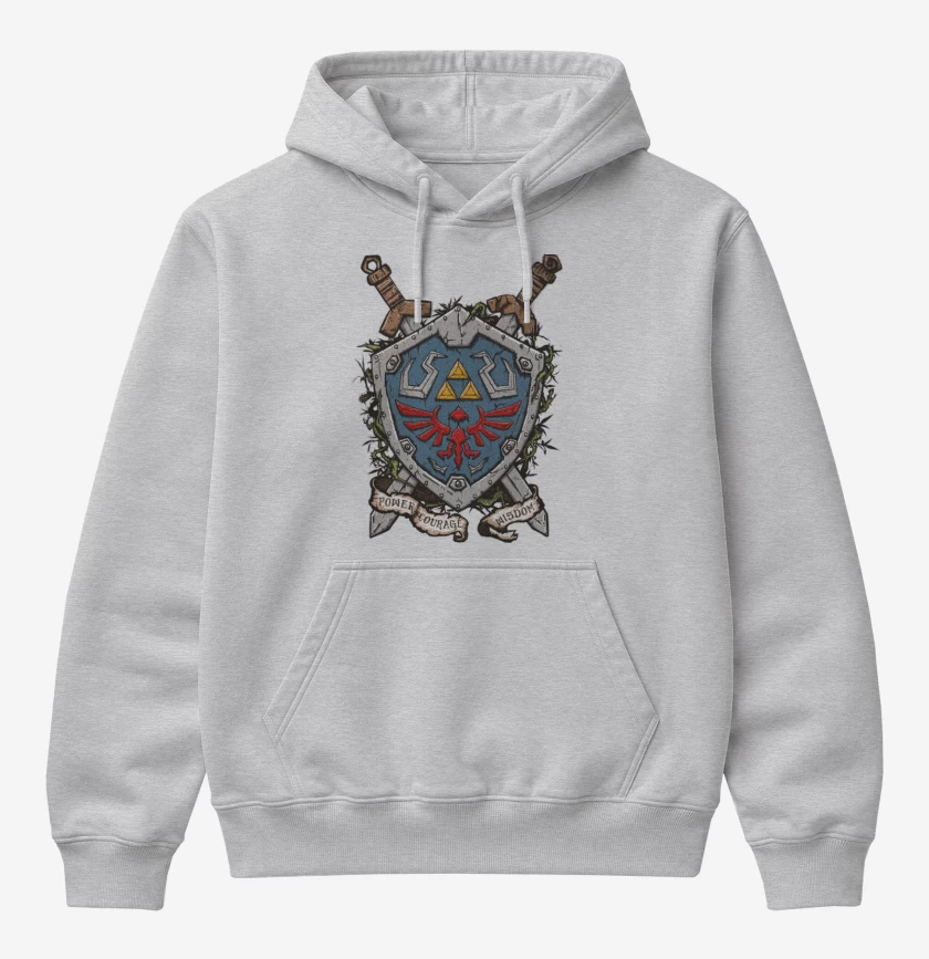 Poleron Canguro básico Gris Melange de Escudo