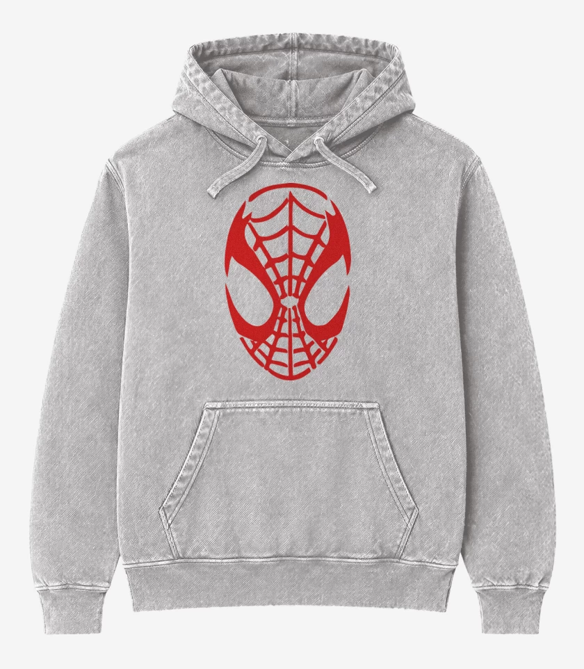 Poleron Canguro Acid Wash Gris Melange de El chico araña