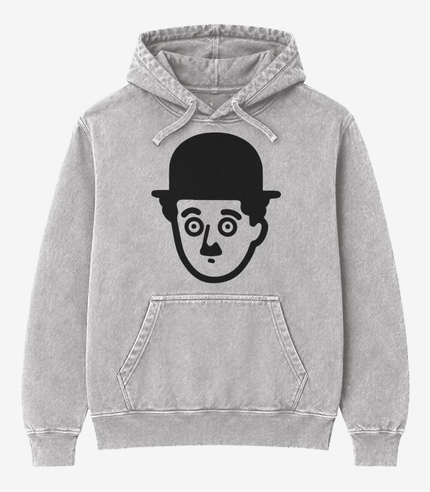 Poleron Canguro Acid Wash Gris Melange de Chaplin