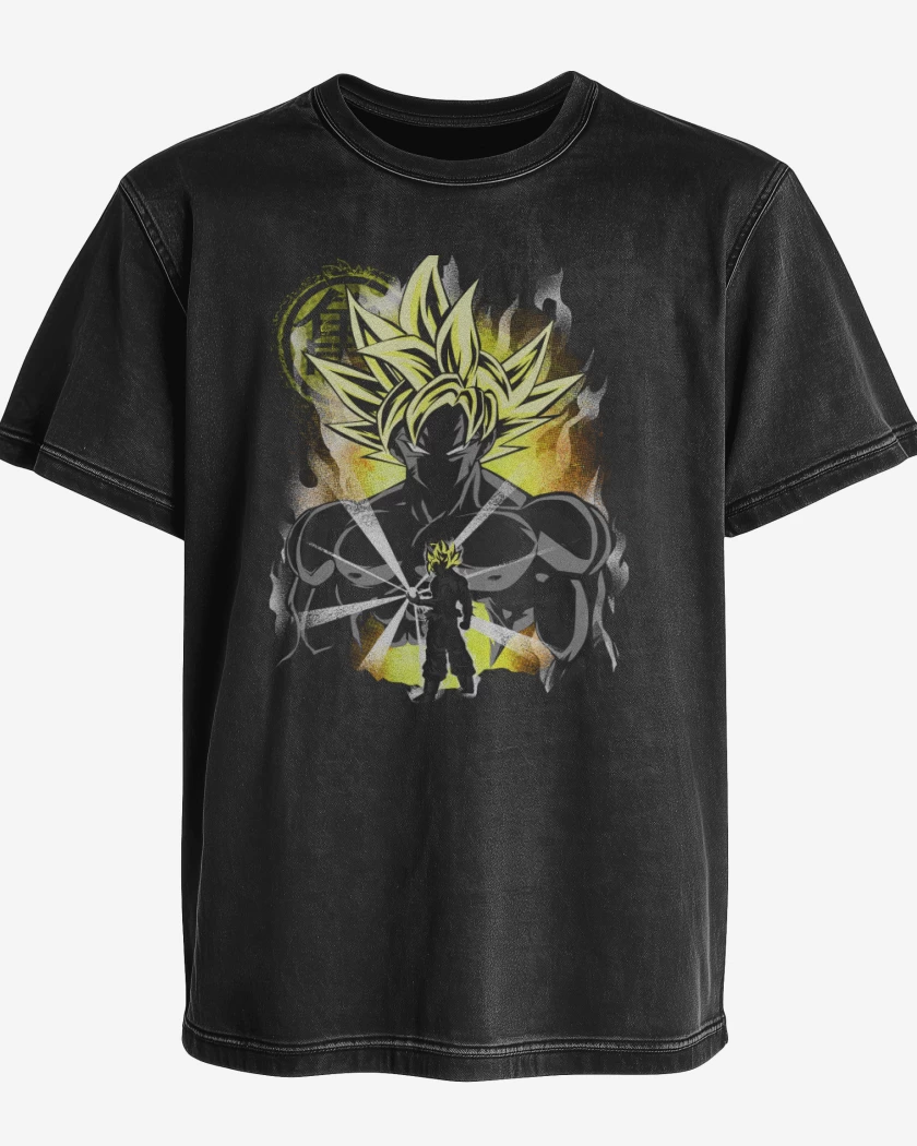 Polera desgastada Negro de Ultra instinto