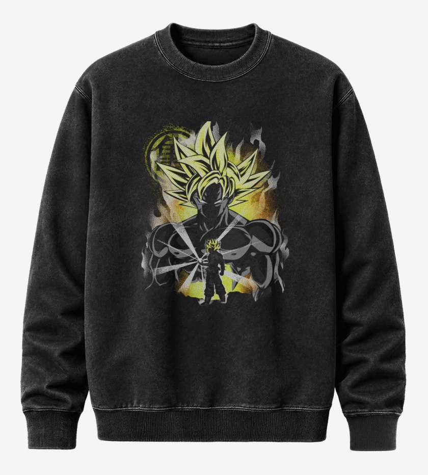 Poleron Polo Acid Wash Negro de Ultra instinto