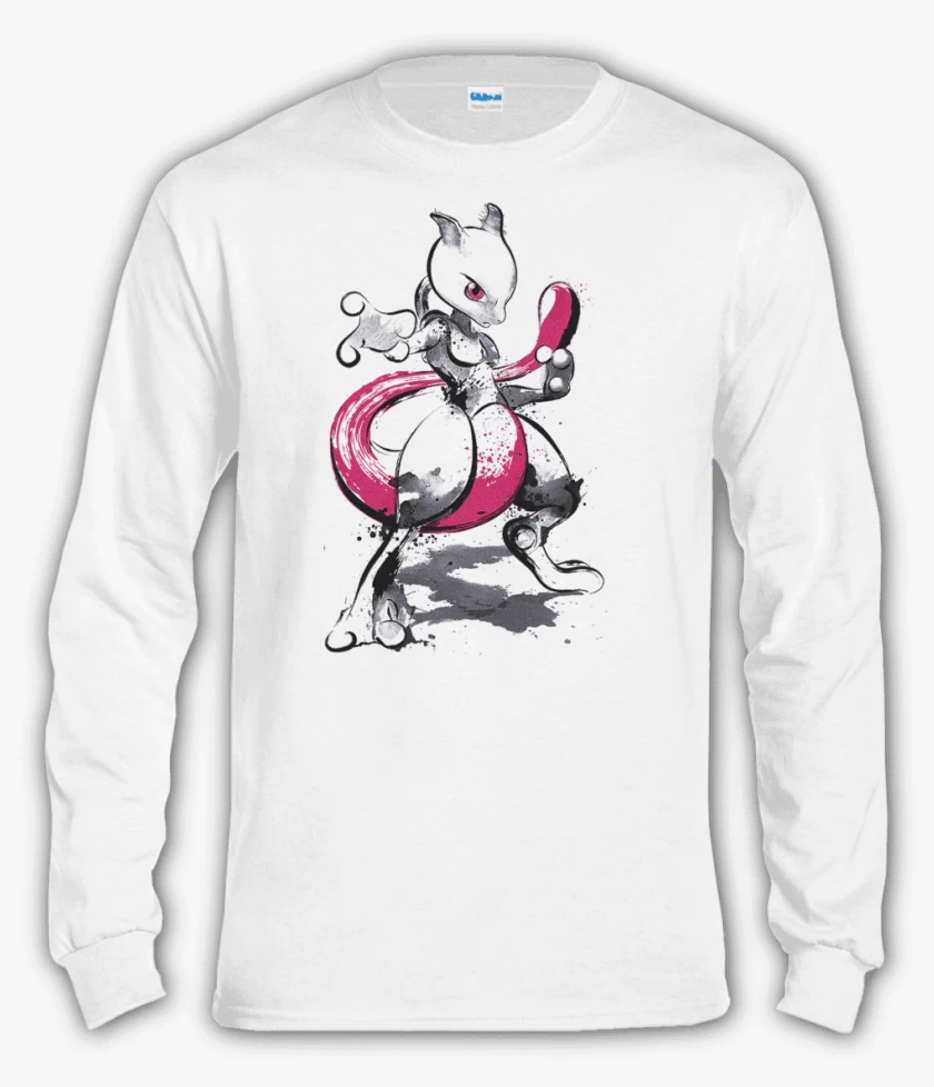 Polera manga larga Blanco de Mewtwo colors