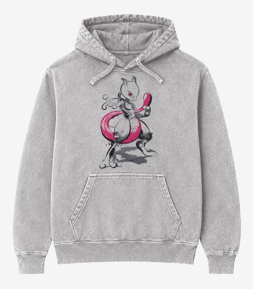 Poleron Canguro Acid Wash Gris Melange de Mewtwo colors