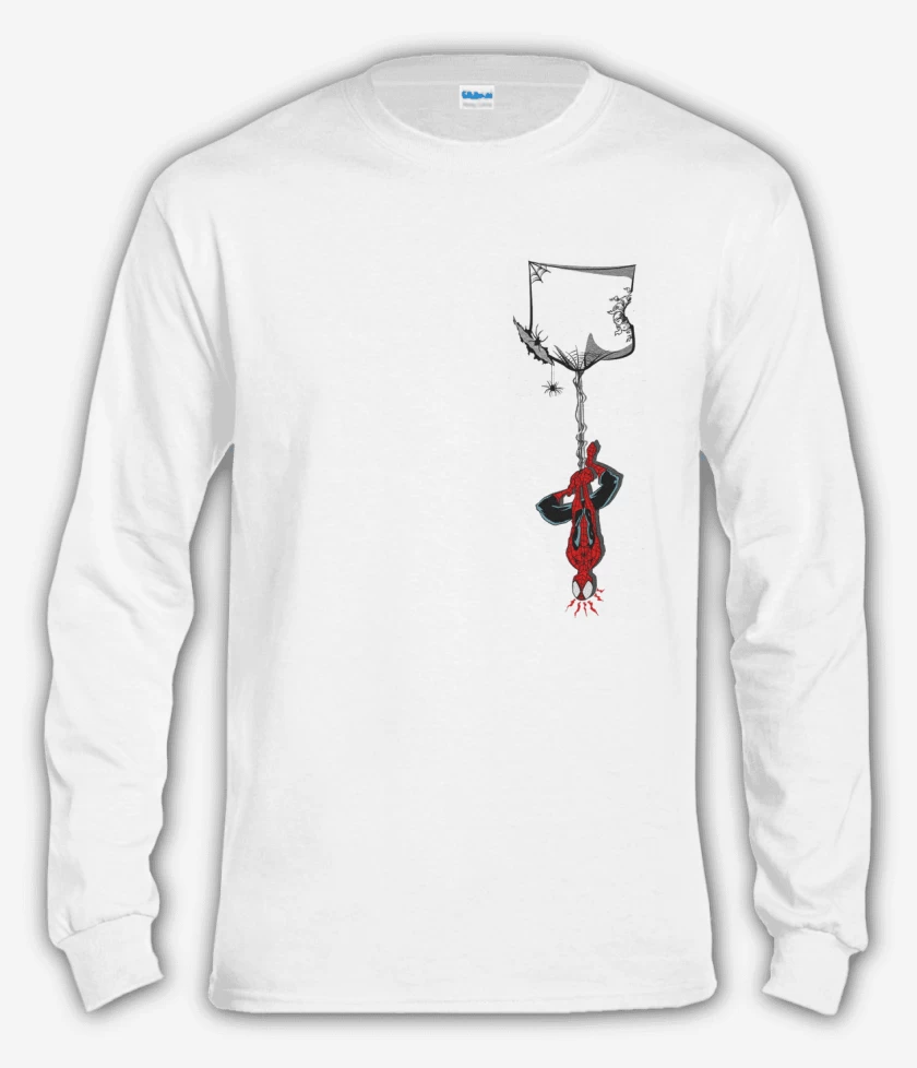 Polera manga larga Blanco de Hombre araña de bolsillo