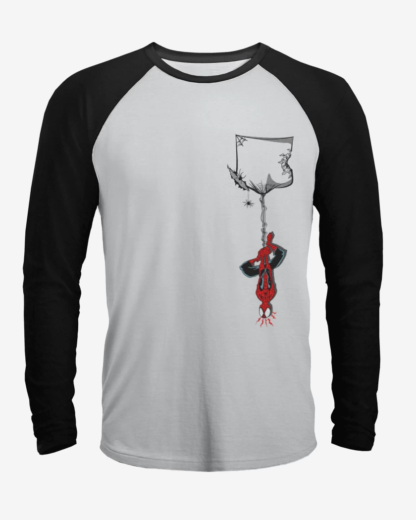 Polera Raglan Hombre araña de bolsillo