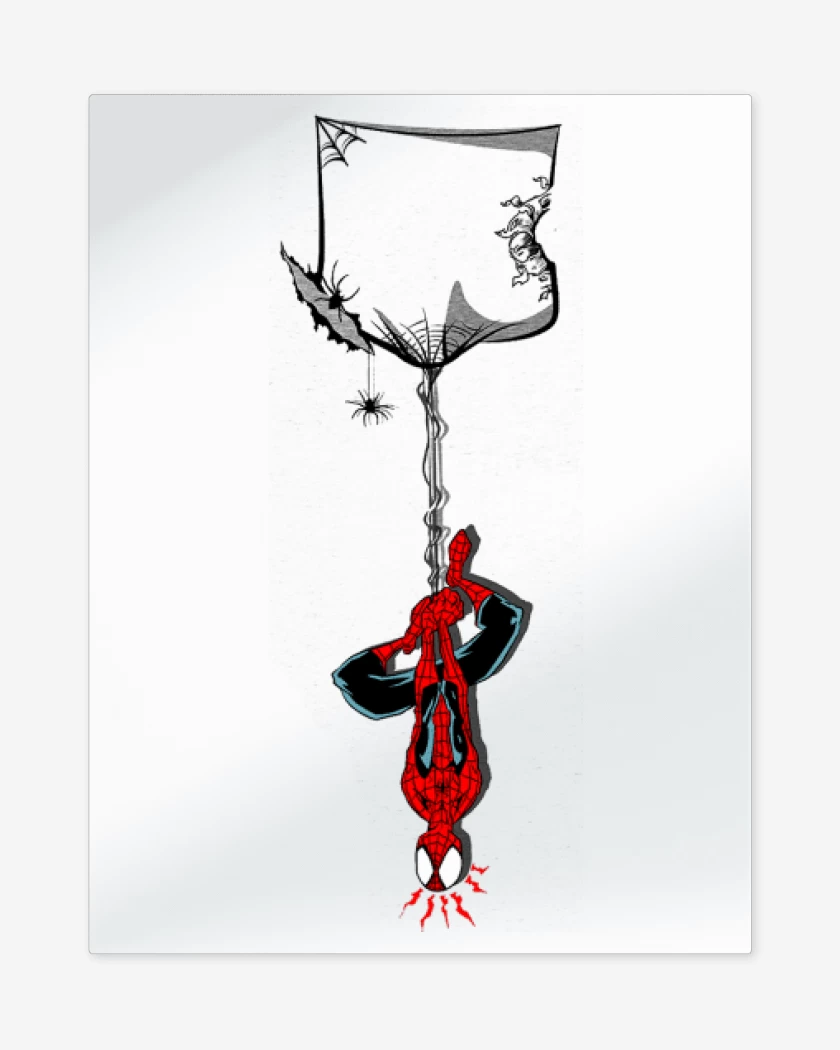 Print metalico Blanco de Hombre araña de bolsillo
