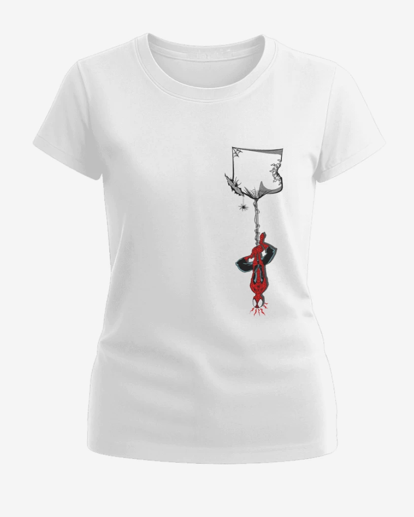 Polera de Mujer Blanco de Hombre araña de bolsillo