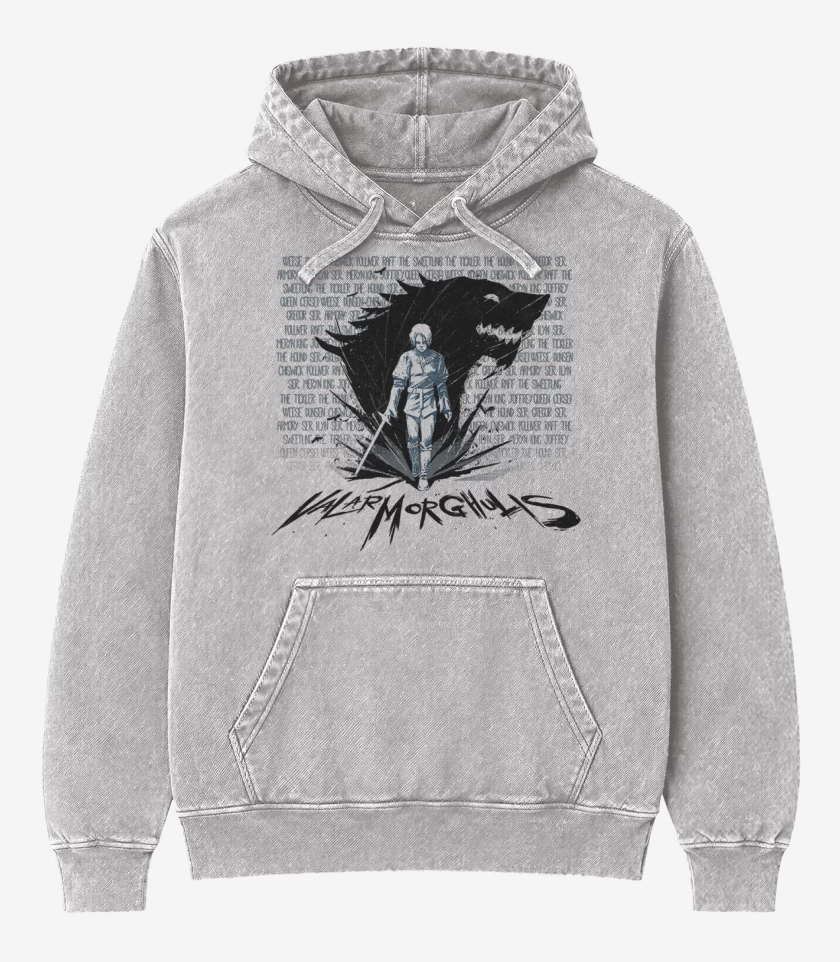 Poleron Canguro Acid Wash Gris Melange de arya valar morghulis