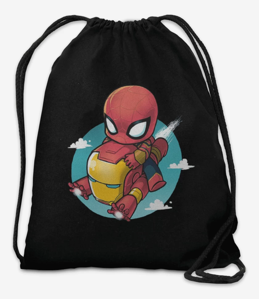 Mochila Negro de Mini spiderman iron man
