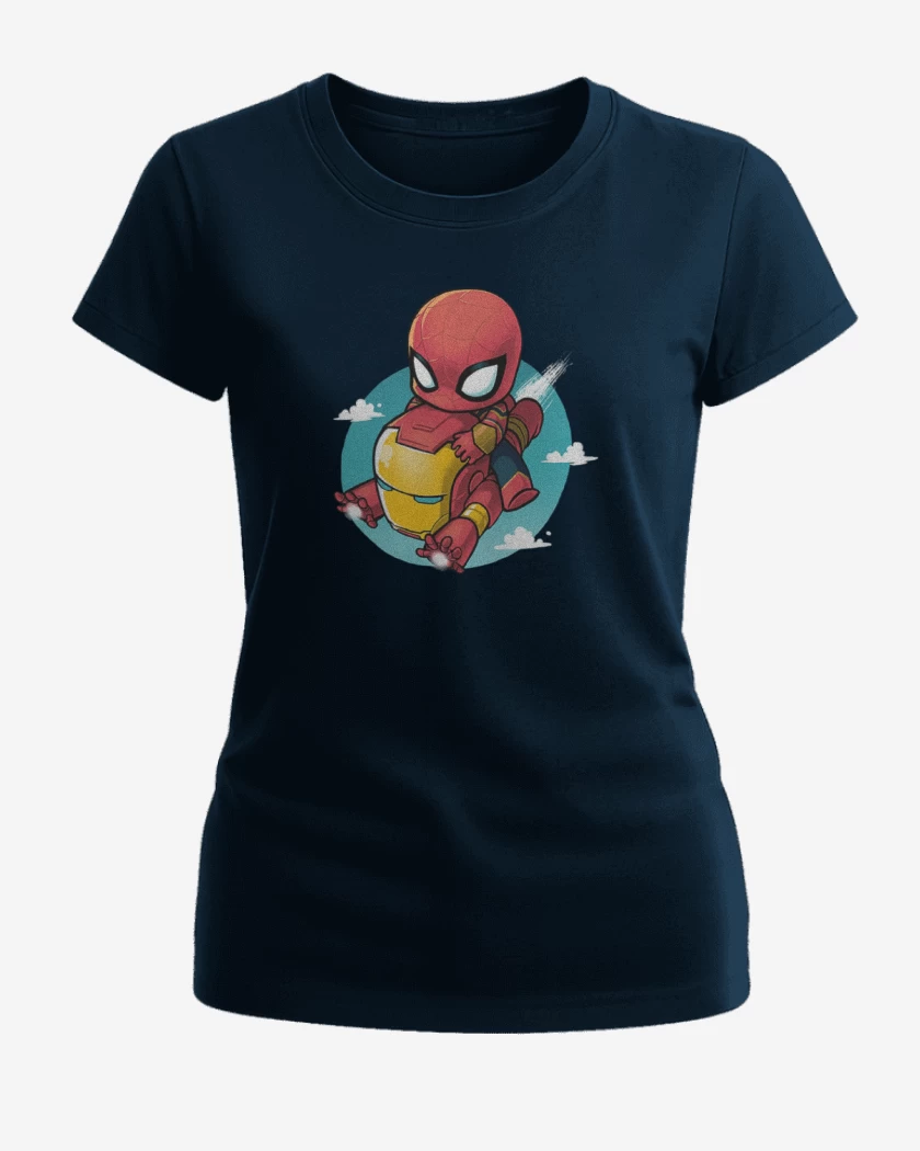 Polera de Mujer Azul Marino de Mini spiderman iron man