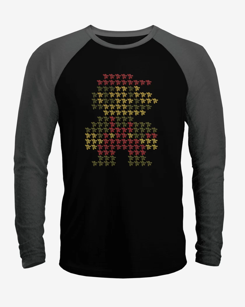Polera Raglan Negro / Negro Heather de Super igote maximo
