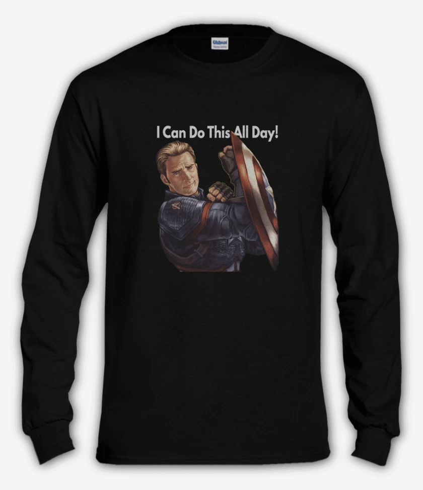 Polera manga larga Negro de Cap i can do this all day