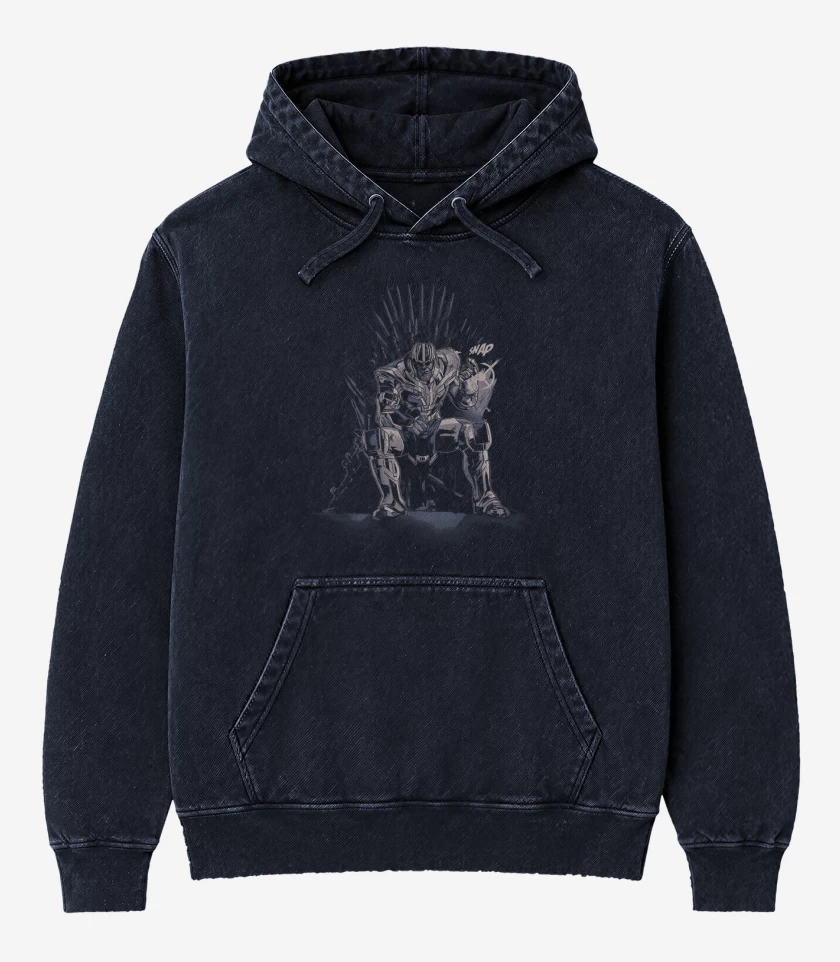 Poleron Canguro Acid Wash Azul Marino de Trono thanos 
