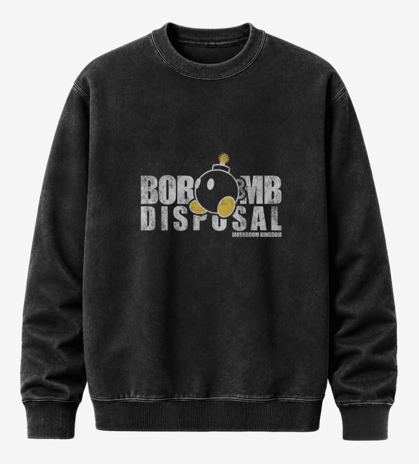 Poleron Polo Acid Wash Negro de Bomba Super Bigote 