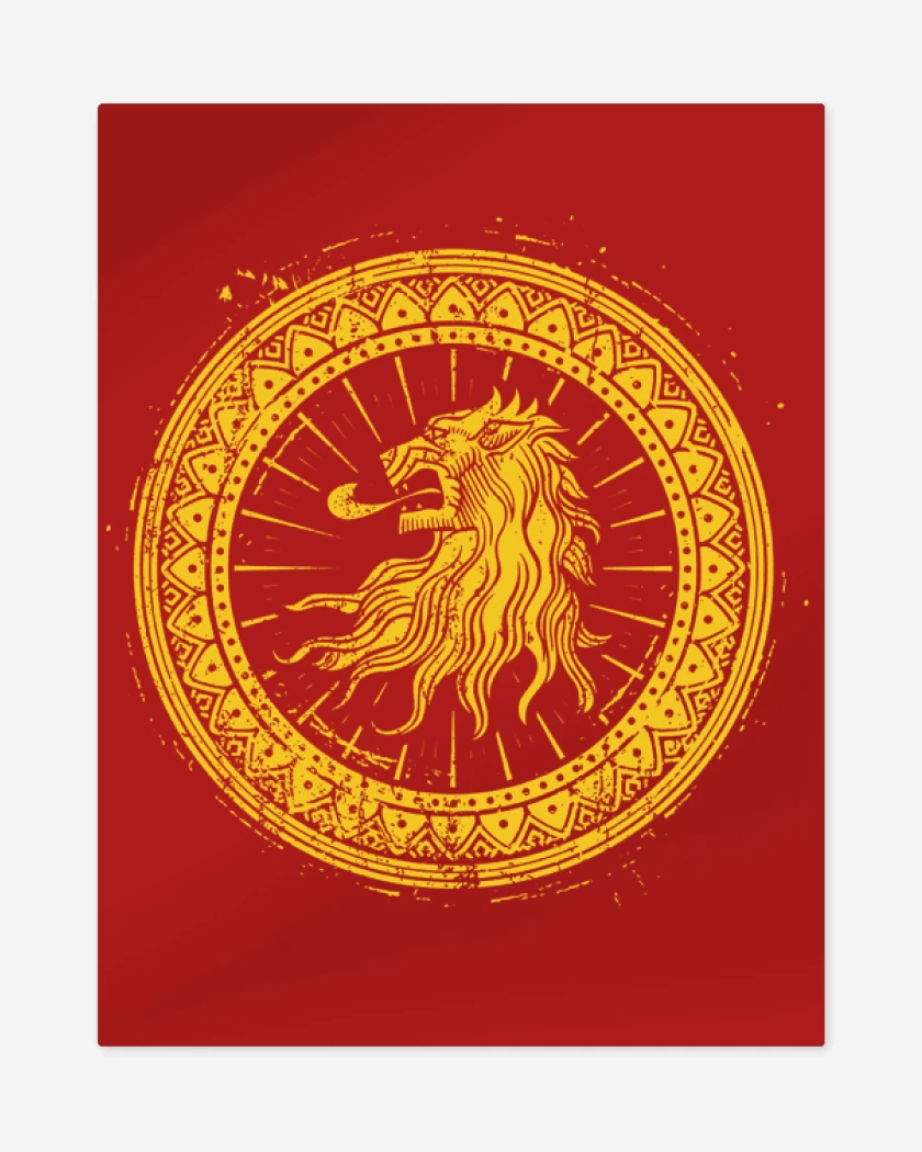 Print metalico Rojo de Lannister símbolo 