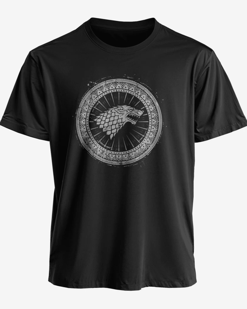 Polera premium Negro de Stark simbolo 