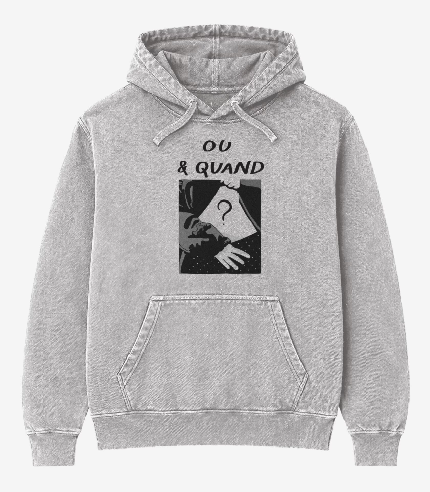 Poleron Canguro Acid Wash Gris Melange de OU & QUAND 