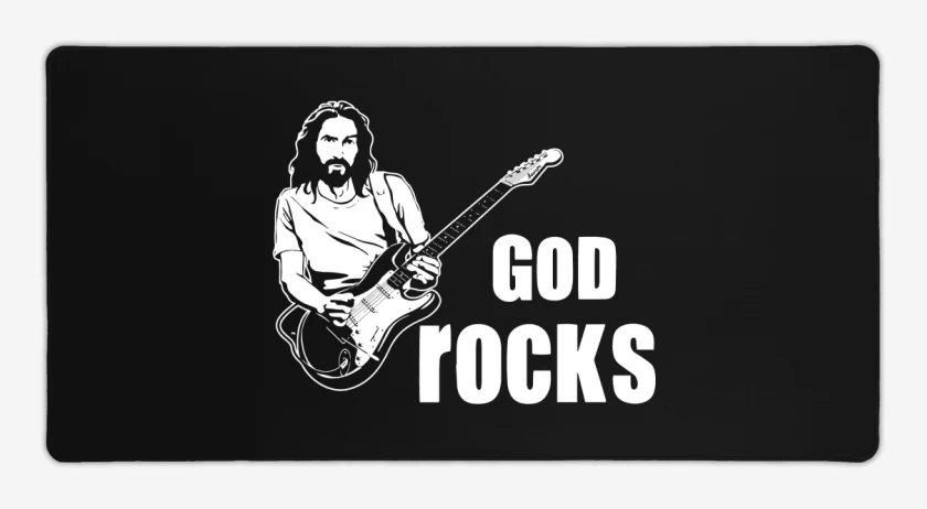 Mouse pad Gamer Negro de God Rocks