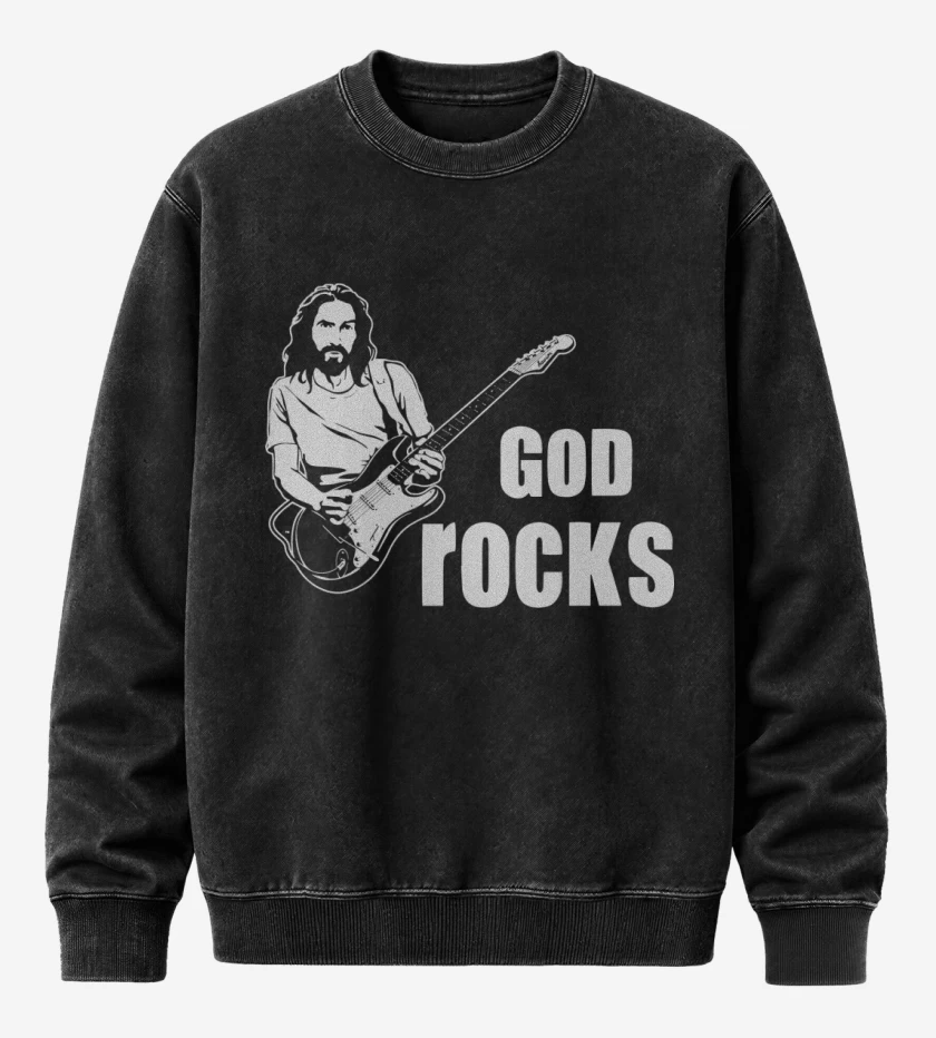 Poleron Polo Acid Wash Negro de God Rocks