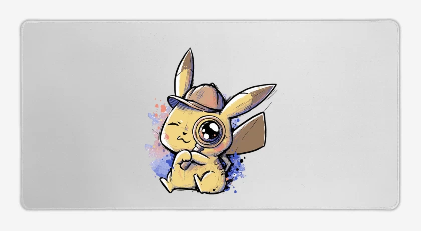 Mouse pad Gamer Blanco de Píkachu detective 