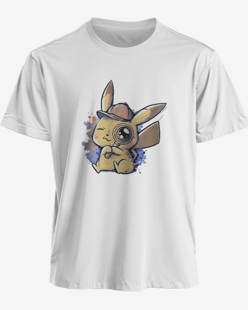 Polera premium Blanco de Píkachu detective 