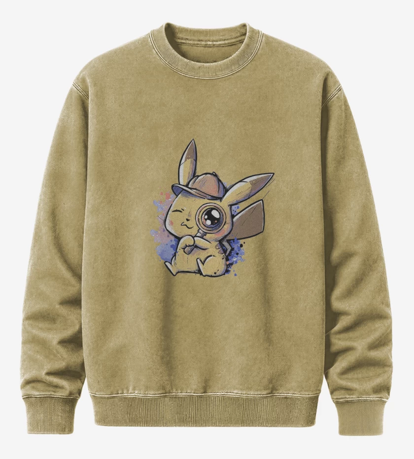 Poleron Polo Acid Wash Beige de Píkachu detective 