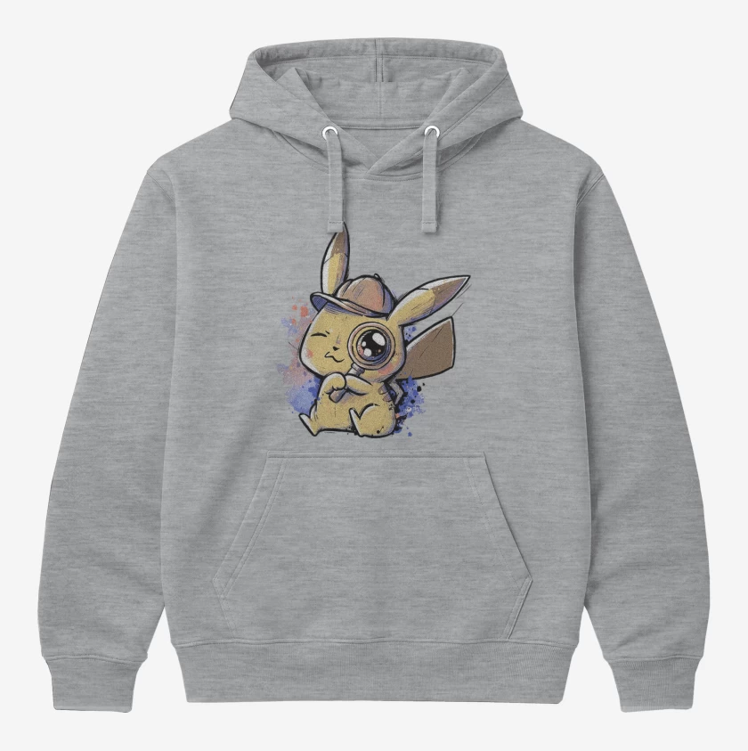 Polerón Canguro Gris Melange de Píkachu detective 