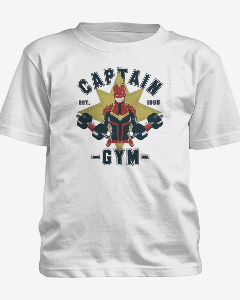 Polera de niño Blanco de Capitana marvel gym