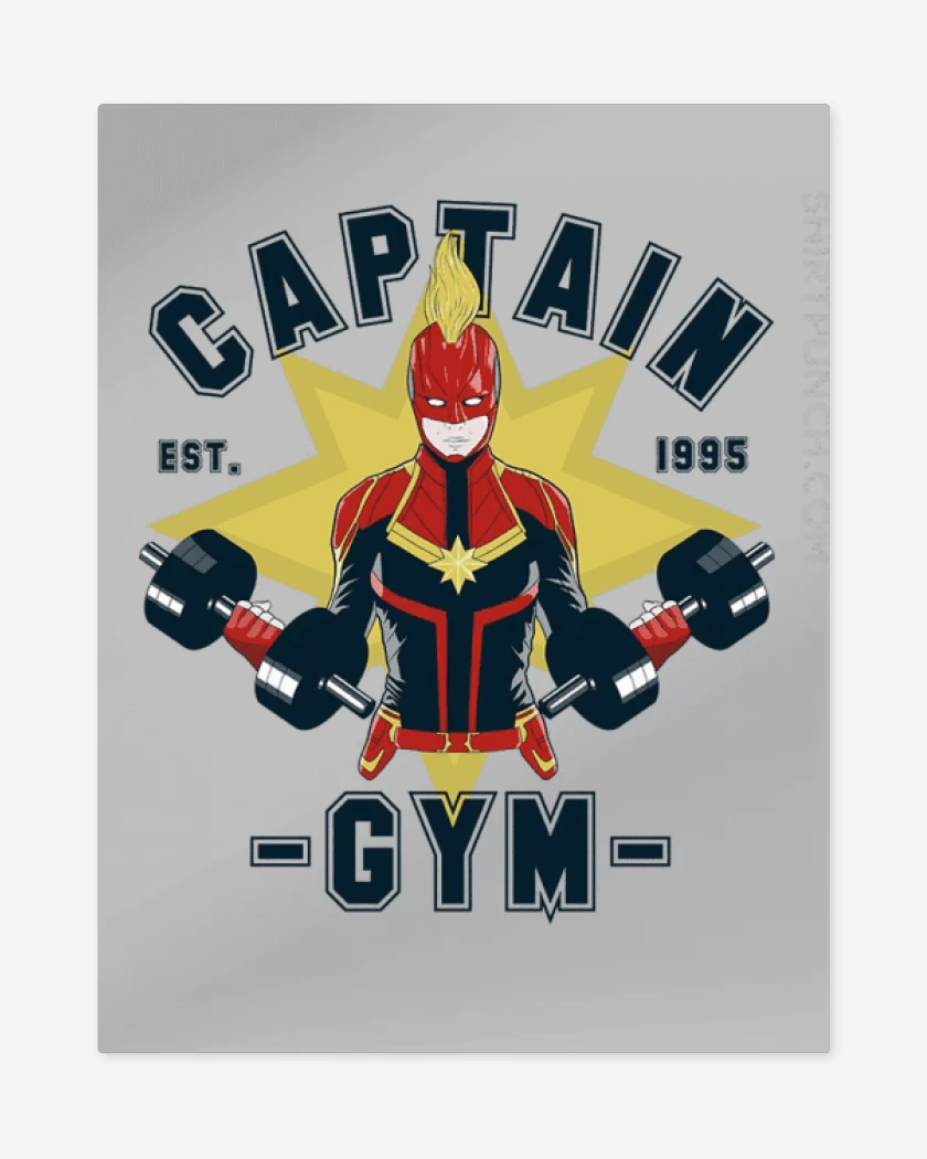 Print metalico Gris Melange de Capitana marvel gym