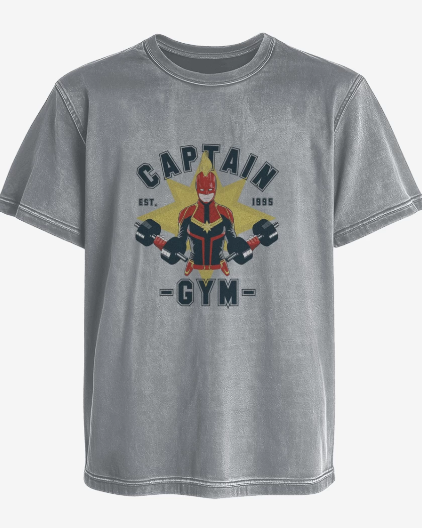 Polera desgastada Capitana marvel gym