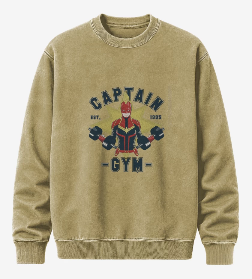 Poleron Polo Acid Wash Beige de Capitana marvel gym