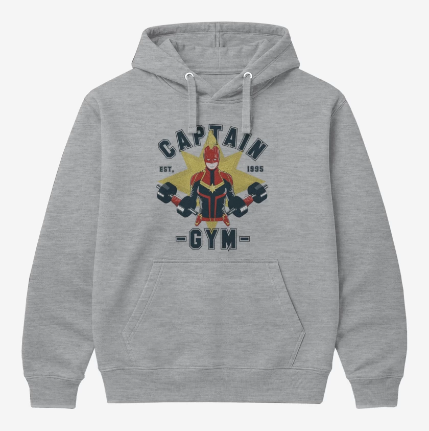 Polerón Canguro Gris Melange de Capitana marvel gym