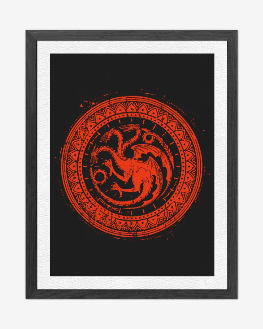 Cuadro decorativo Negro de targaryen simbolo