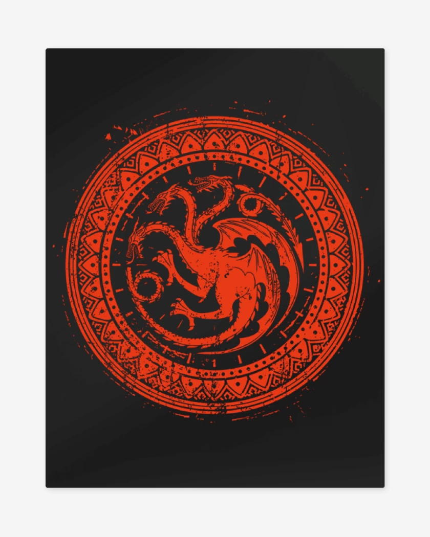 Print metalico Negro de targaryen simbolo
