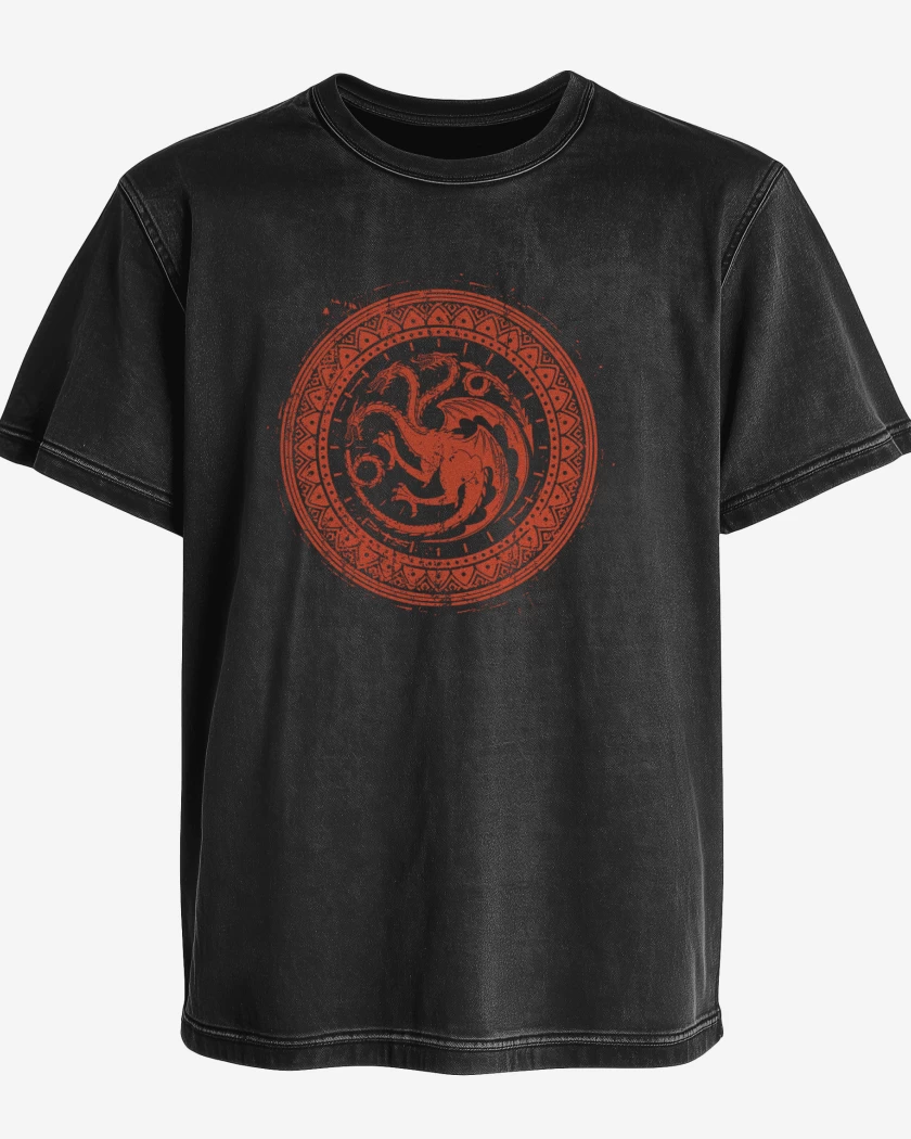 Polera desgastada Negro de targaryen simbolo