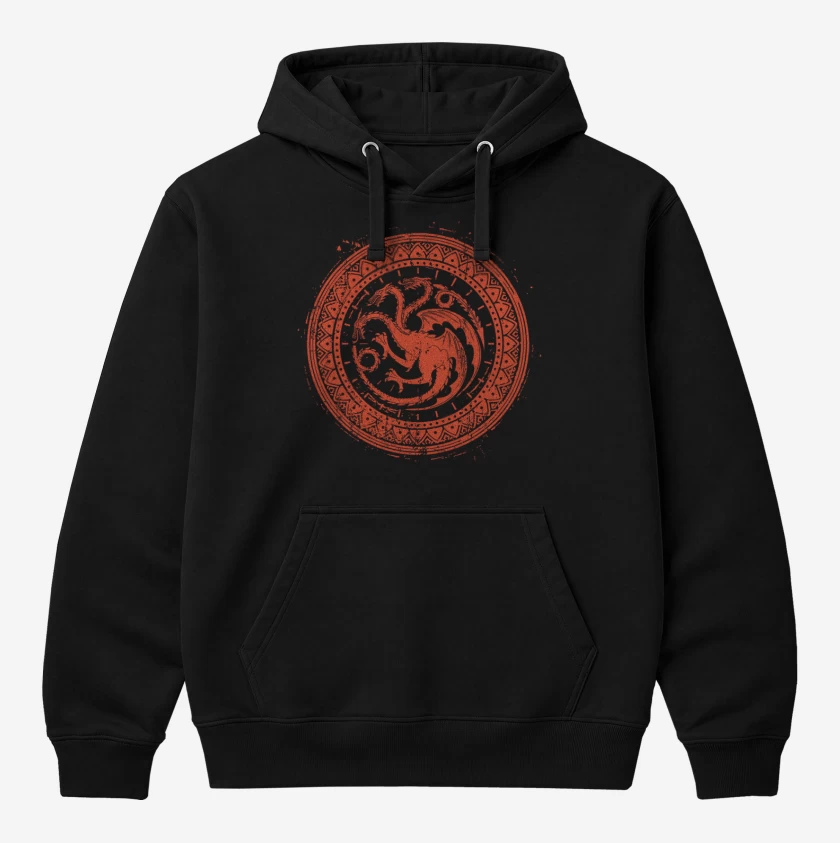 Polerón Canguro Negro de targaryen simbolo