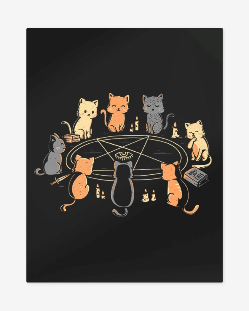 Print metalico Negro de Ritual de gatitos 