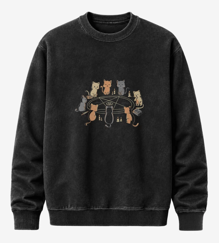 Poleron Polo Acid Wash Negro de Ritual de gatitos 