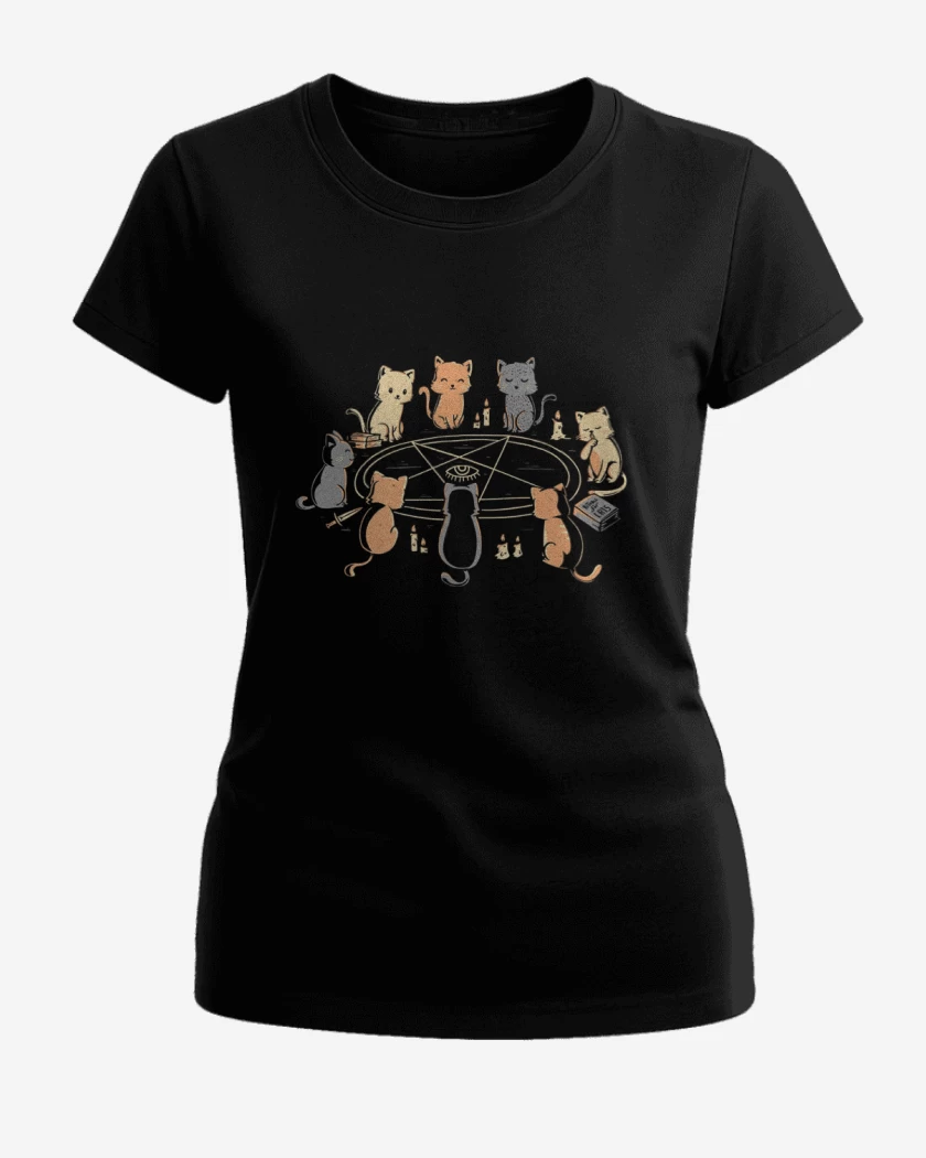 Polera de Mujer Negro de Ritual de gatitos 