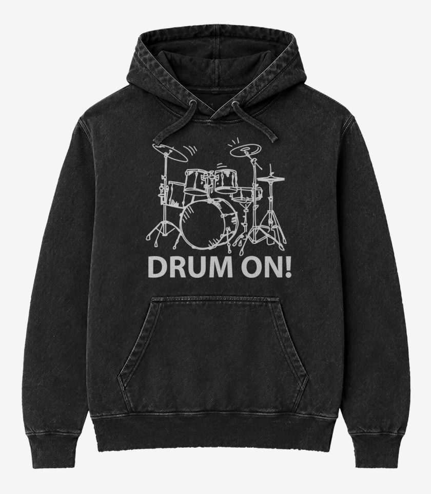 Poleron Canguro Acid Wash Negro de Drum ON!
