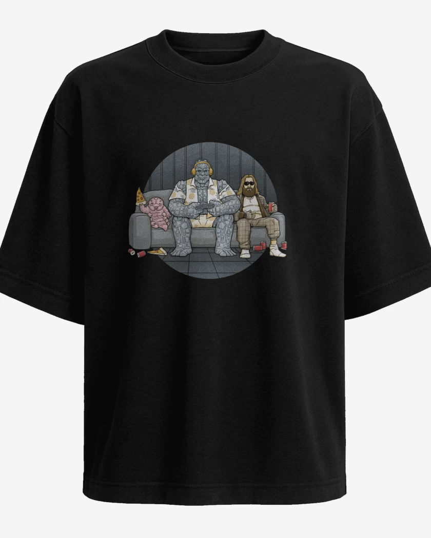 Polera Oversize Negro de Thor y sus amigos 