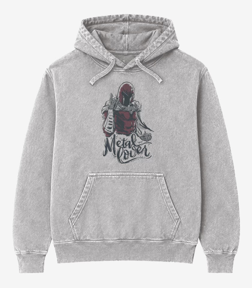 Poleron Canguro Acid Wash Gris Melange de Metal lover