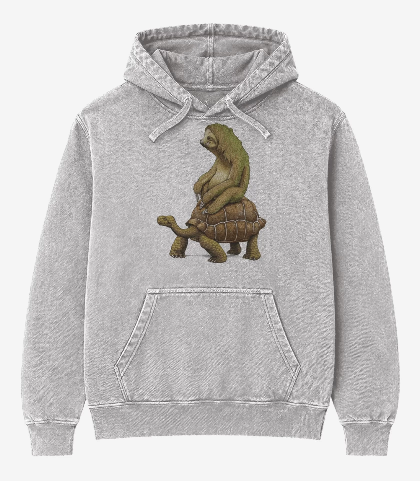 Poleron Canguro Acid Wash Gris Melange de Peretortu