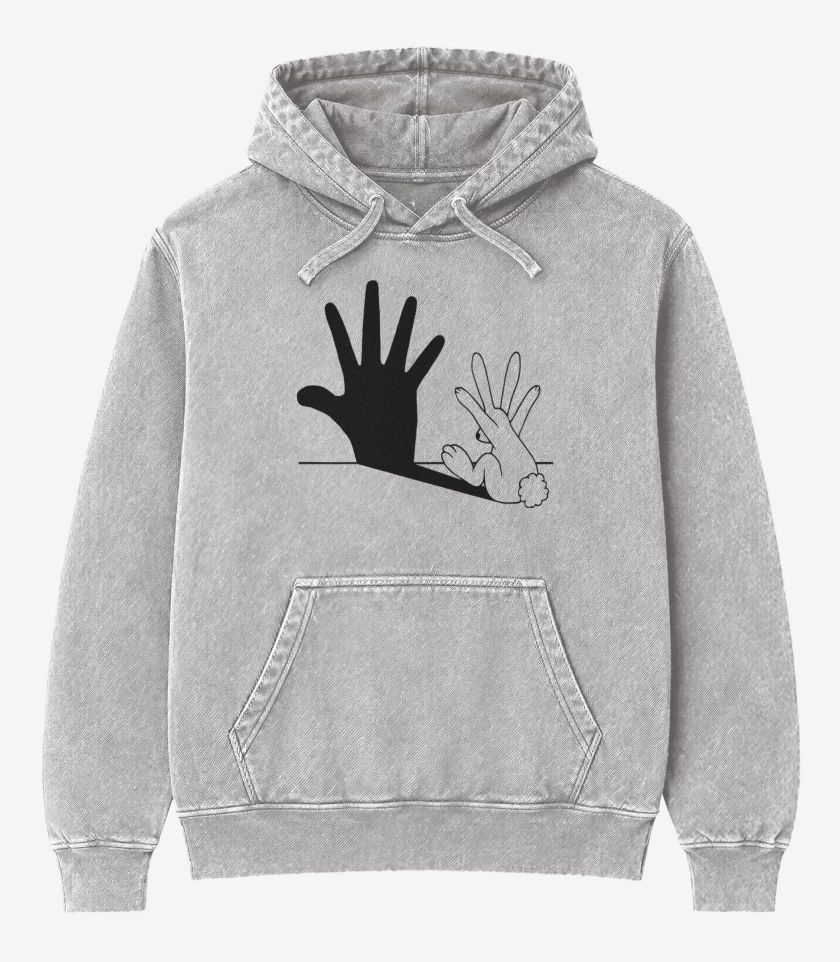 Poleron Canguro Acid Wash Gris Melange de Bunnyhand