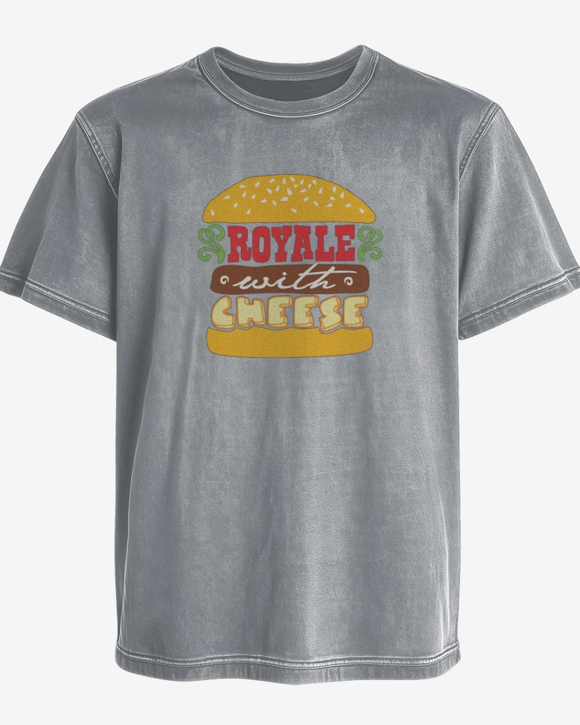 Polera desgastada Gris Melange de Royal con queso 