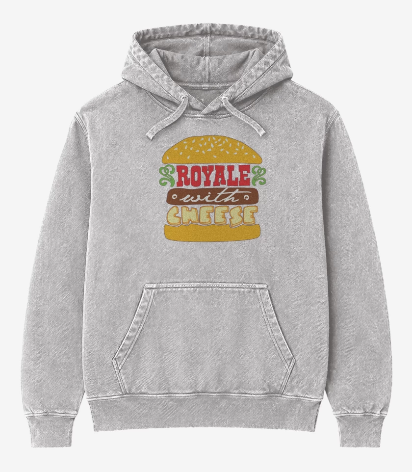 Poleron Canguro Acid Wash Gris Melange de Royal con queso 
