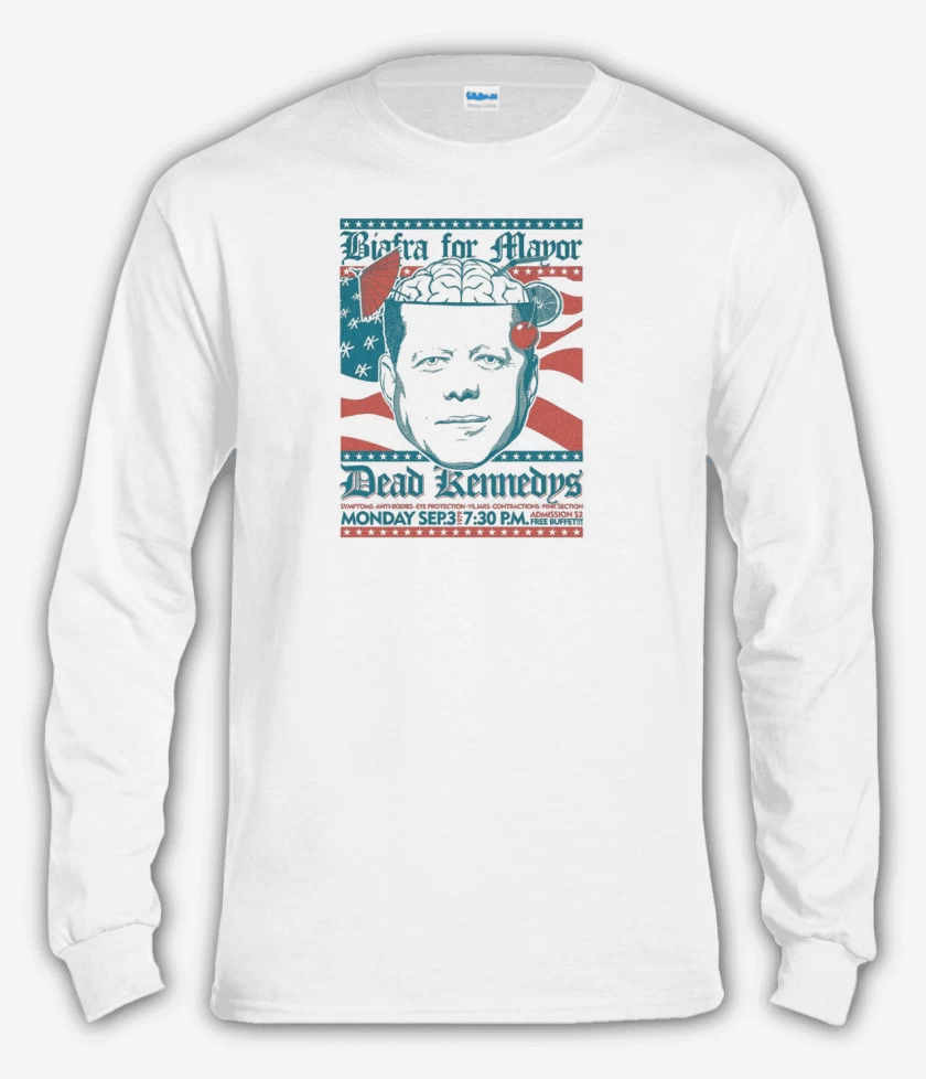 Polera manga larga Blanco de Dead Kennedys afiche 1979