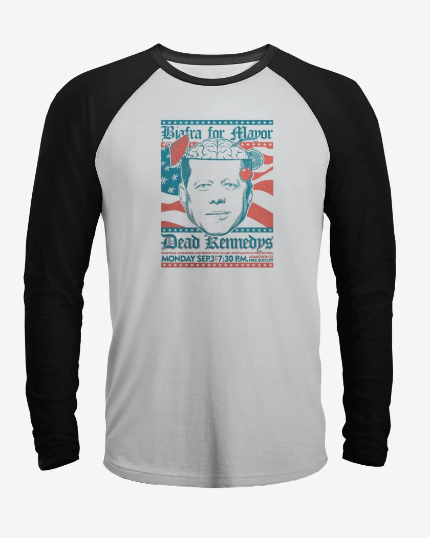 Polera Raglan Blanco / Negro de Dead Kennedys afiche 1979