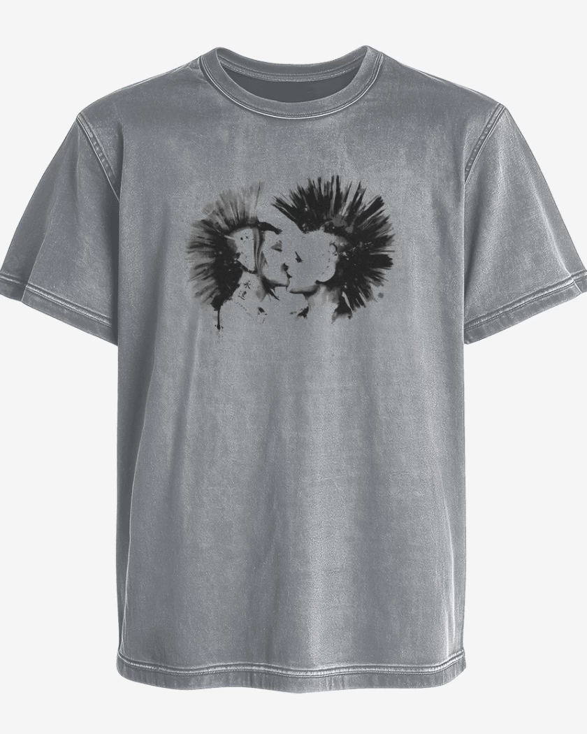 Polera desgastada Gris Melange de Punk Love 